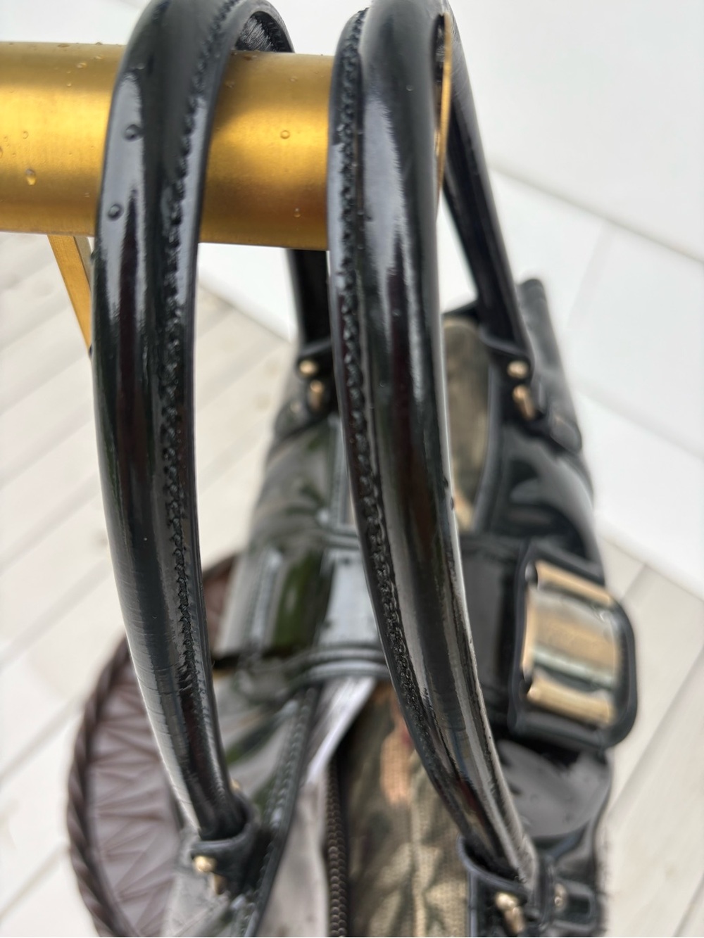 Authentic Salvatore Ferragamo Black Patent Leather Vara Satchel Tote Bag - Picture 7 of 16